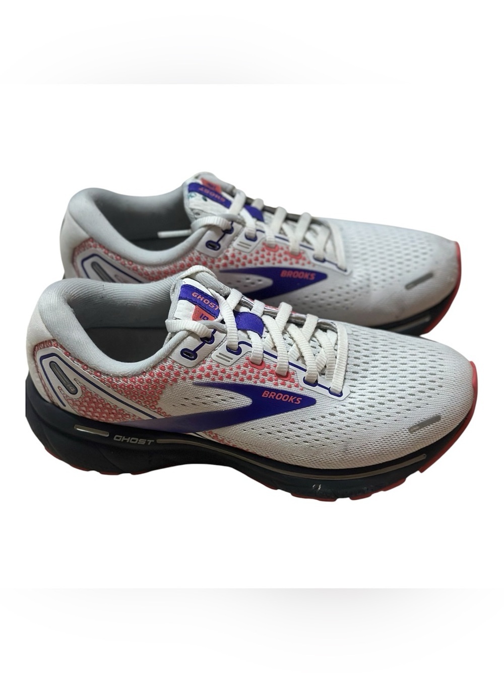 Brooks White Running Shoes with Purple and Coral Accents